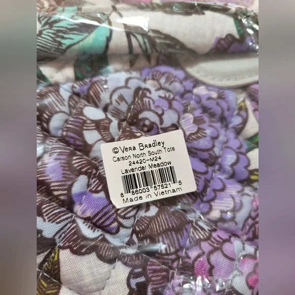 VERA BRADLEY Carson North South Tote in Lavender Meadow, NWT - Picture 9 of 14